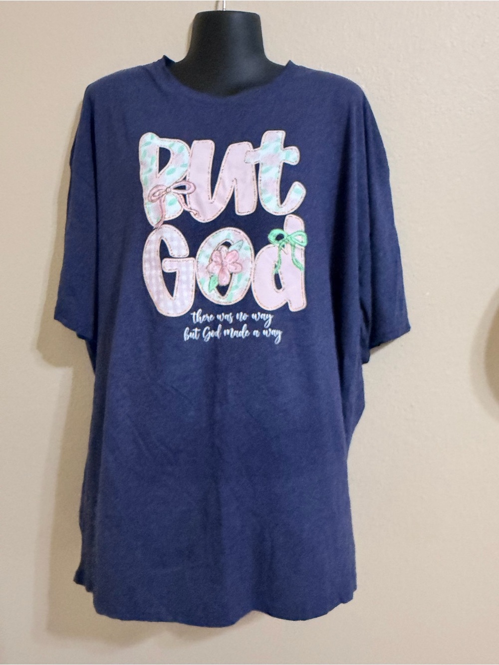 Navy Short Sleeve 'But God' Graphic Tee
